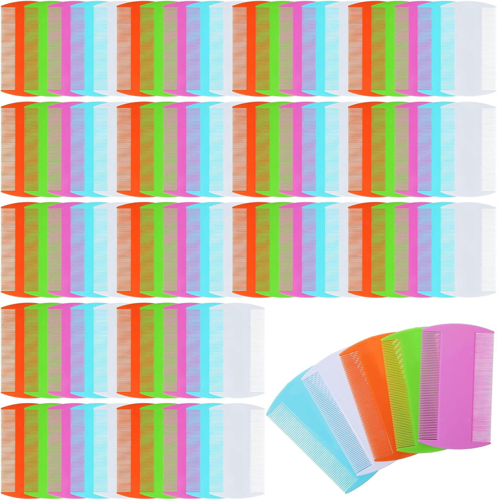 Hushee pet flea combs 100 piece bulk pack front view showing five color assortment