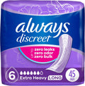 Always Discreet Extra Heavy Absorbency Long Length Incontinence Pads front packaging view
