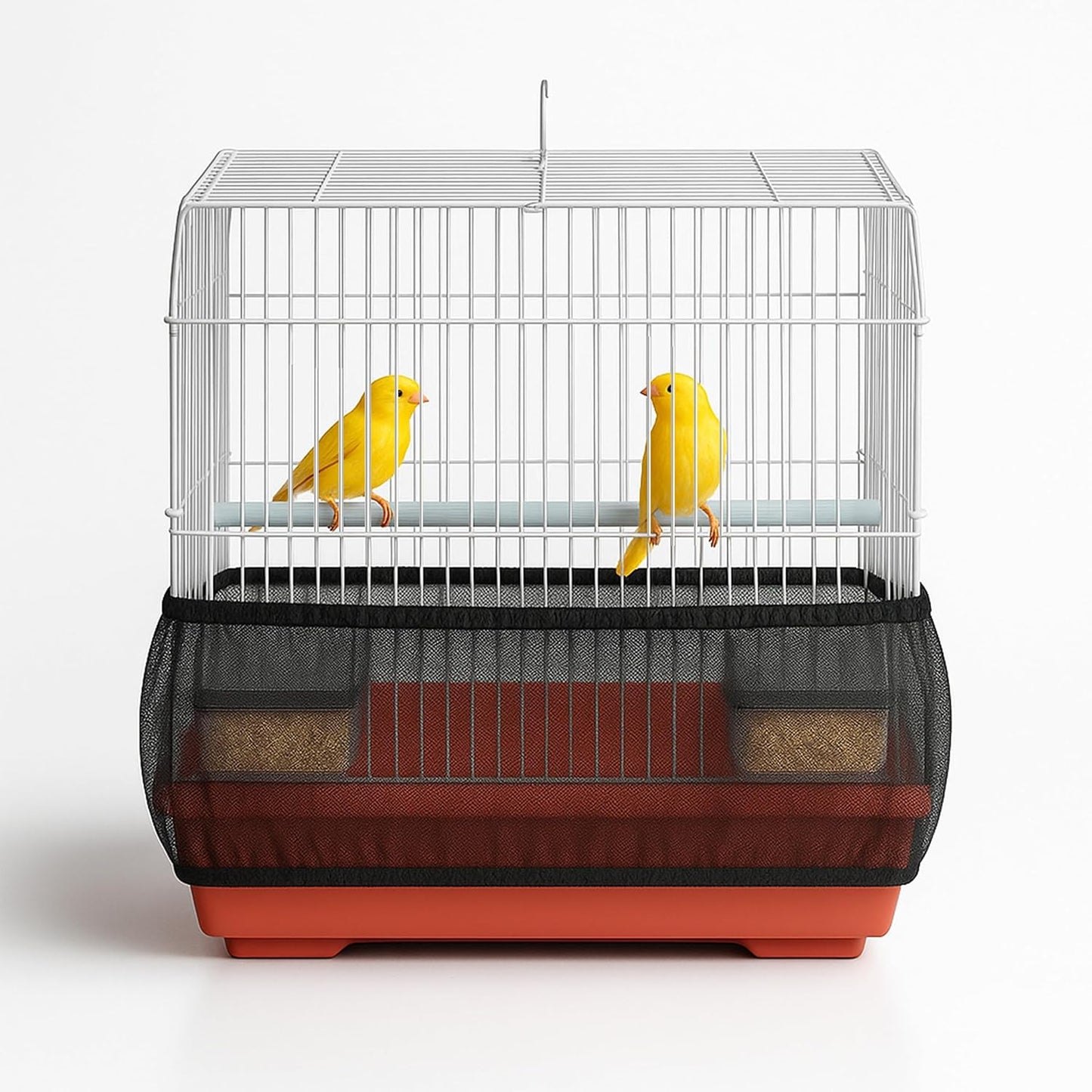 Adjustable birdcage debris guard showing flexible 100 inch maximum circumference stretch