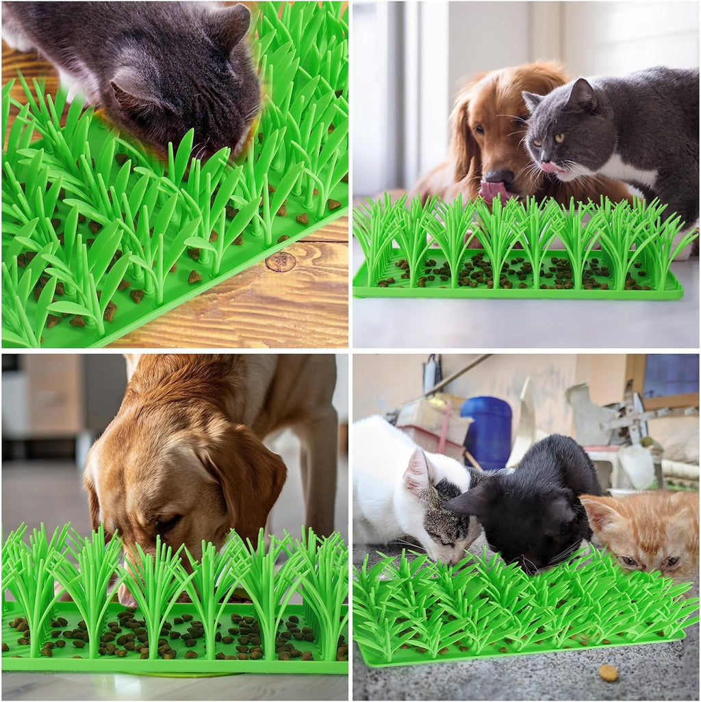 Palksky silicone grass mat in use with pet food