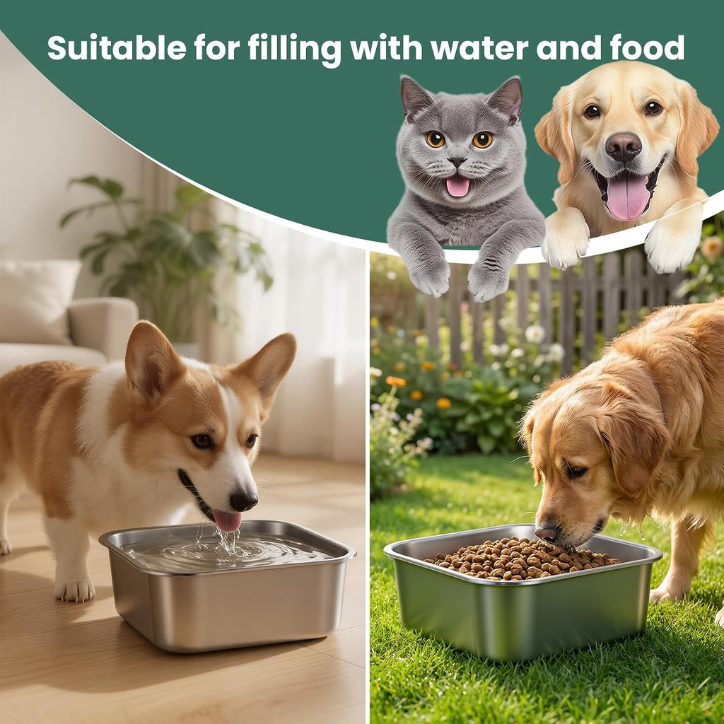 Close up shot of the smooth rounded edges on the ZPUFAW stainless steel pet food dish.
