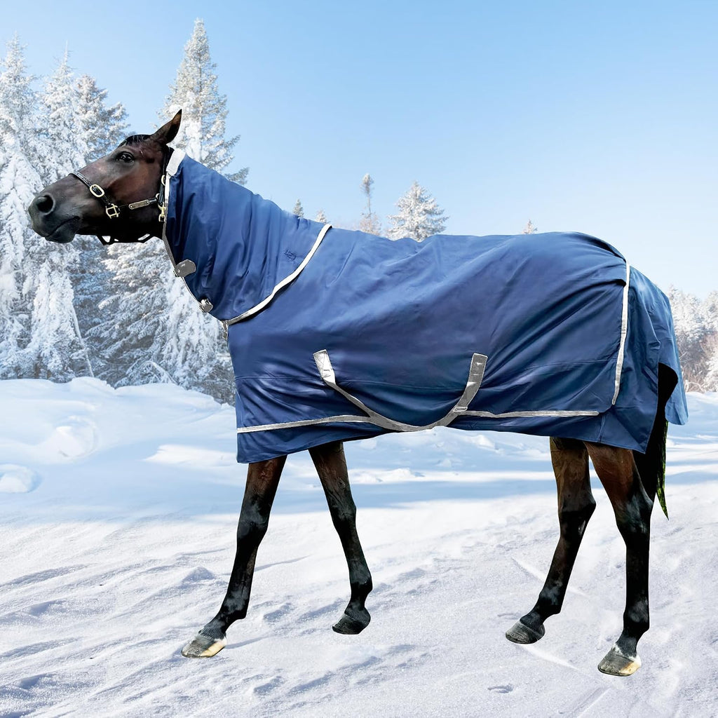 1200D Horse Turnout Blanket with Detachable Neck Cover, Medium Weight Water-Resistant BlanketWinter Horse Blanket for Real Horses(72in/135cm) - Image 12