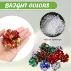 Lightweight two gram crinkle ball toy for indoor cats demonstrating its compact size.