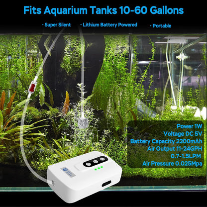 AquaMiracle rechargeable aquarium aerator with USB charging port