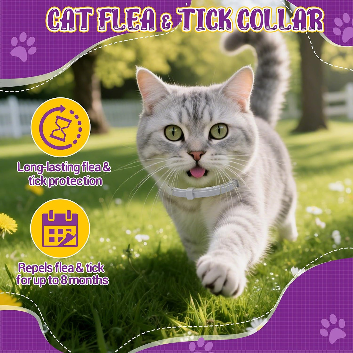Trihood adjustable purple rubber cat flea collar