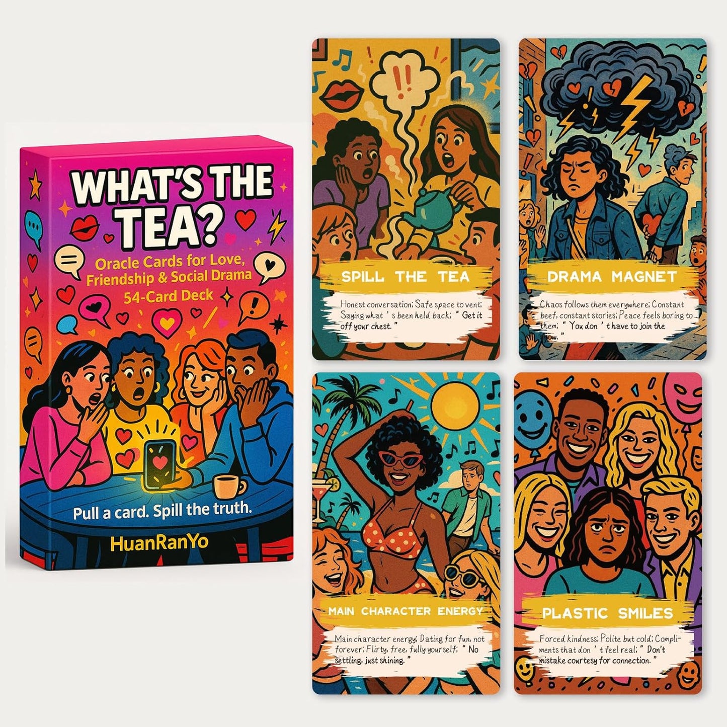 HuanRanYo What's The Tea Oracle Cards front cover box design