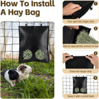 2Pcs Hanging Hay Feeder Bag for Guinea Pigs, Capacity of 0.35 Pounds of Hay, 11.8 x 9.8 Inch Bilayer Harmless Artificial Leather, 2-Hole Washable Hay Feeding Pouch for Small Rabbit, Chinchillas - Image 6