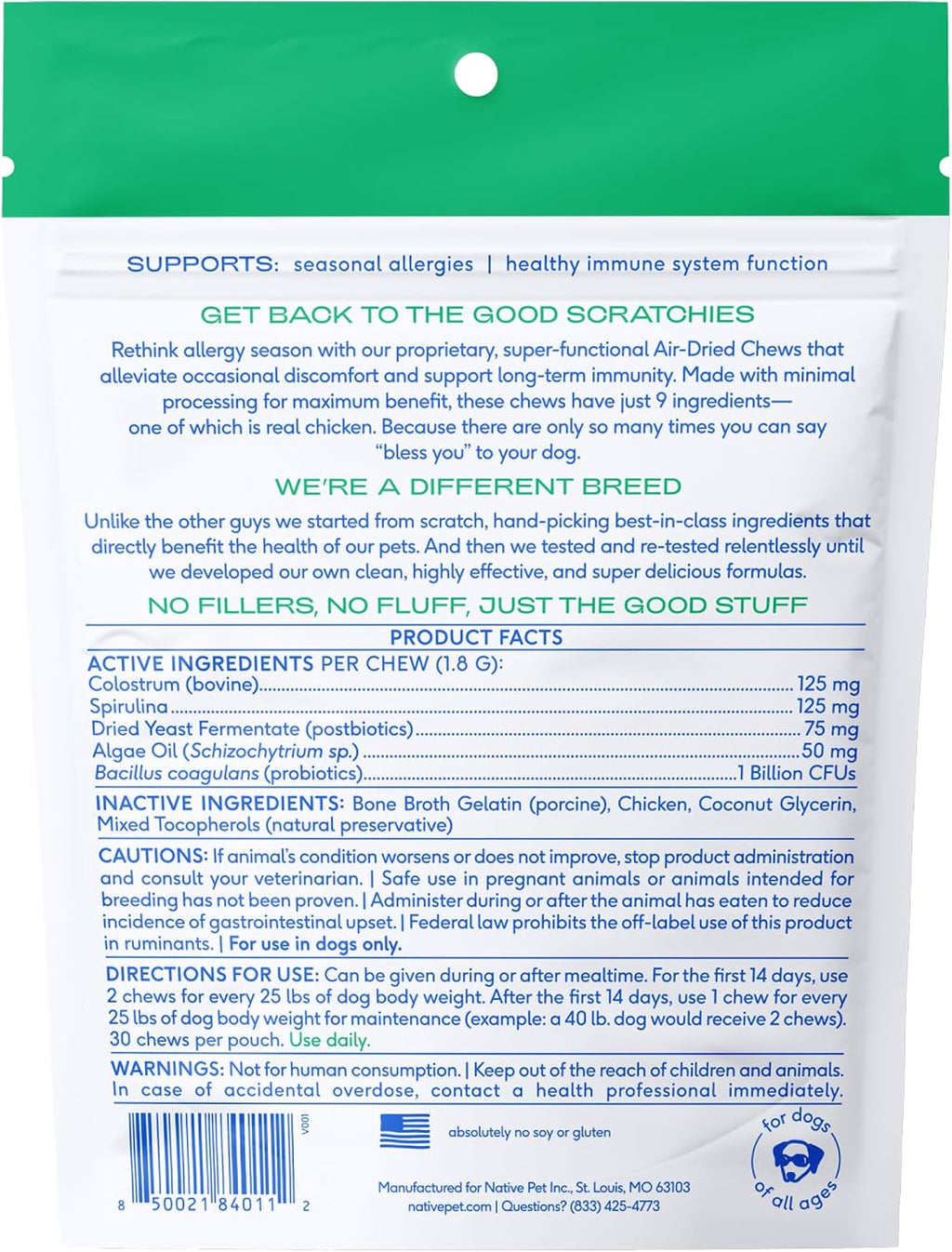 Native Pet Dog Allergy Chews - Dog Allergy Relief with Probiotics and Colostrum for Itchy Skin Relief to Support Seasonal Allergy and Healthy Immune System - All Natural Anti-Histamine - 30 Chews - Image 9