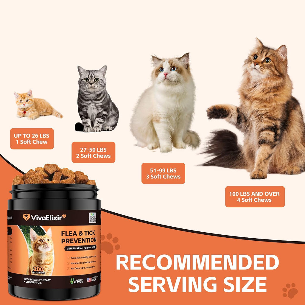 Close up of cat shaped premium natural pest prevention bite sized chews