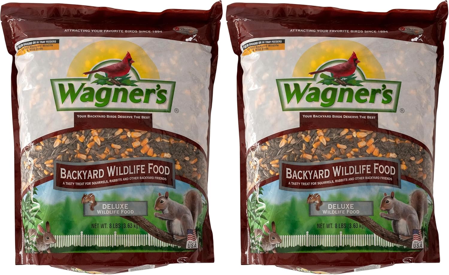 Side view of Wagner wildlife food 8 pound bag
