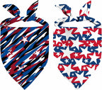 4th of July Patriotic Dog Bandanas Reversible Large 2 Pack, Floral Star Set, Adjustable Triangle Holiday Scarves for Small Medium Large Large Dogs - Image 10
