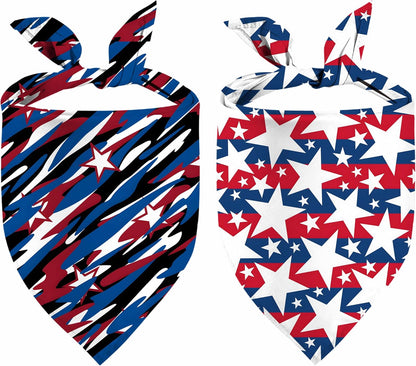 4th of July Patriotic Dog Bandanas Reversible Large 2 Pack, Floral Star Set, Adjustable Triangle Holiday Scarves for Small Medium Large Large Dogs - Image 10