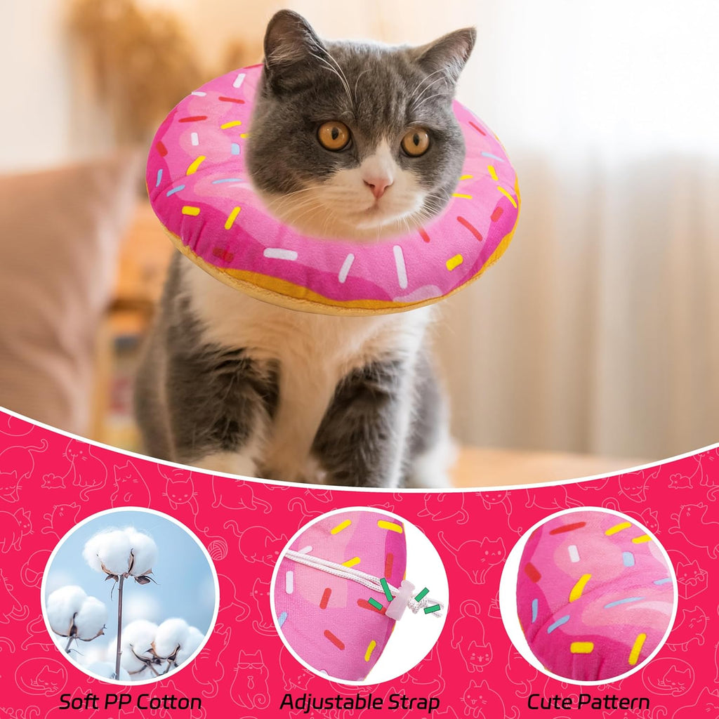 Seyezo pink donut Elizabethan e-collar for cats after surgery