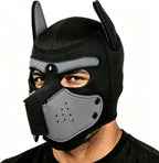 Close up view of the elastic mouth cover on the blue pup mask