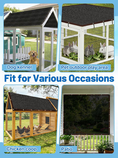 The complete MEWTOGO outdoor shade kit including the black mesh cover panel and the included long fixing rope.