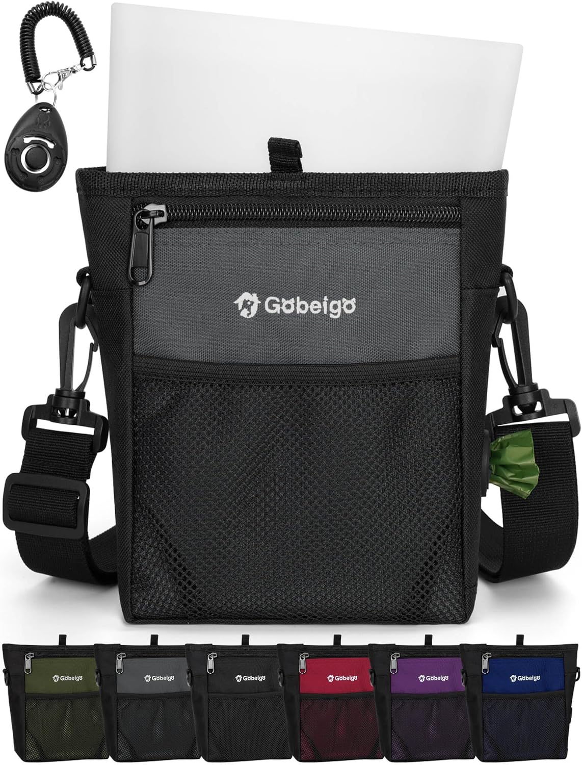 Gobeigo crossbody pet walking bag with detachable shoulder strap extended