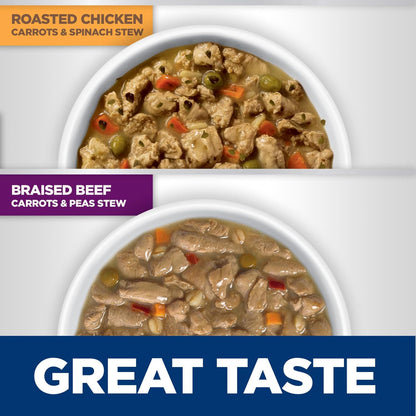 Hill's Science Diet adult dog food 12-pack side layout view.