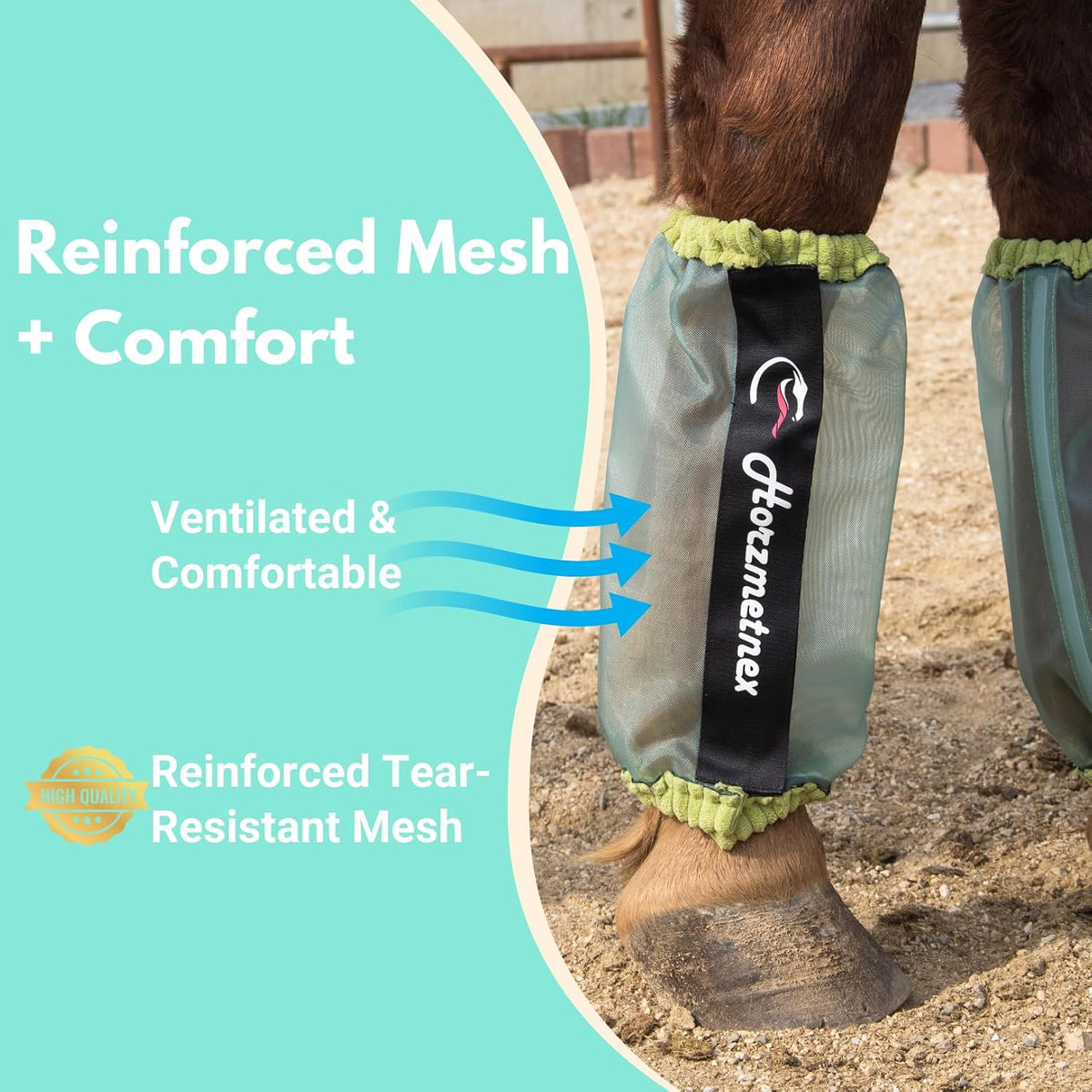 Close up of tear resistant fine mesh fabric on summer horse leggings