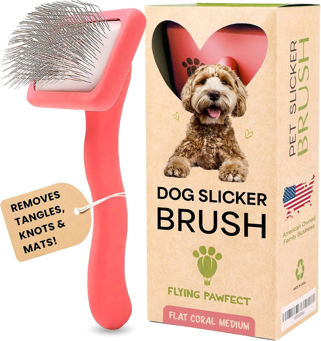Slicker Brush for Dogs - Long Pin for Poodles, Doodles & Long Haired Dogs, Deshedding & Dematting Tool, Slicker Dog Brushes for Grooming (Coral, Flat Large) - Image 15