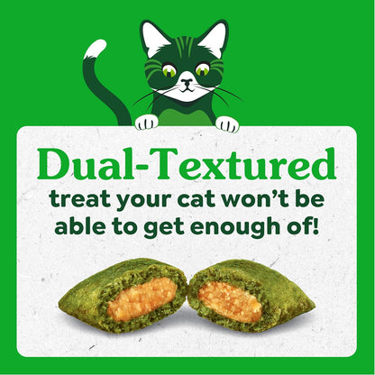 Greenies 16 Ounce tub of kitten treats next to a bowl of treats