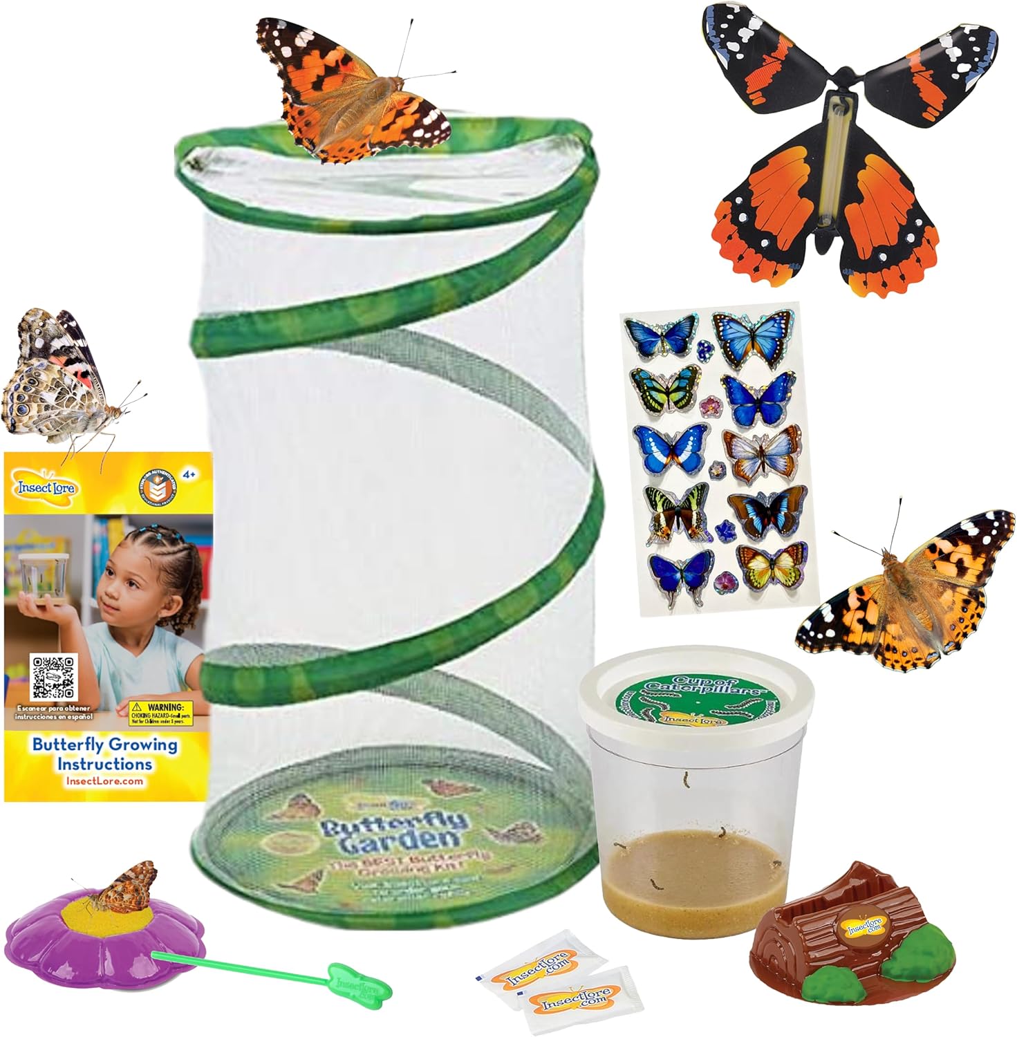 Insect Lore Butterfly Garden Gift Set front view of packaging and mesh habitat
