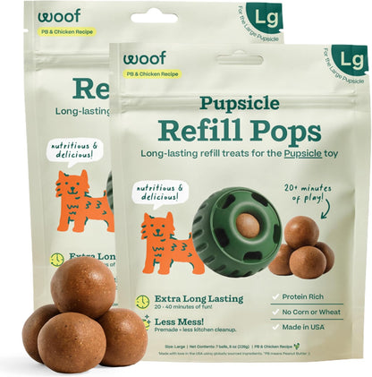 WOOF Pupsicle Refill Pops - Low-Mess Dog Snacks - with Peanut Butter and Beef - Dog Treats - Long Lasting - Large Pops - 7 Count - Image 9
