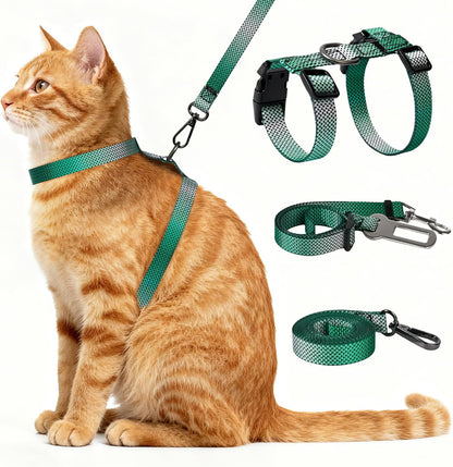 Cat Harness and Leash Set, 3-in-1 Escape Proof Adjustable, Comfortable Soft Lightweight, Safe, Easy to Wear, Walking Travel Kitten Harness for Small Medium Cats Black - Image 12