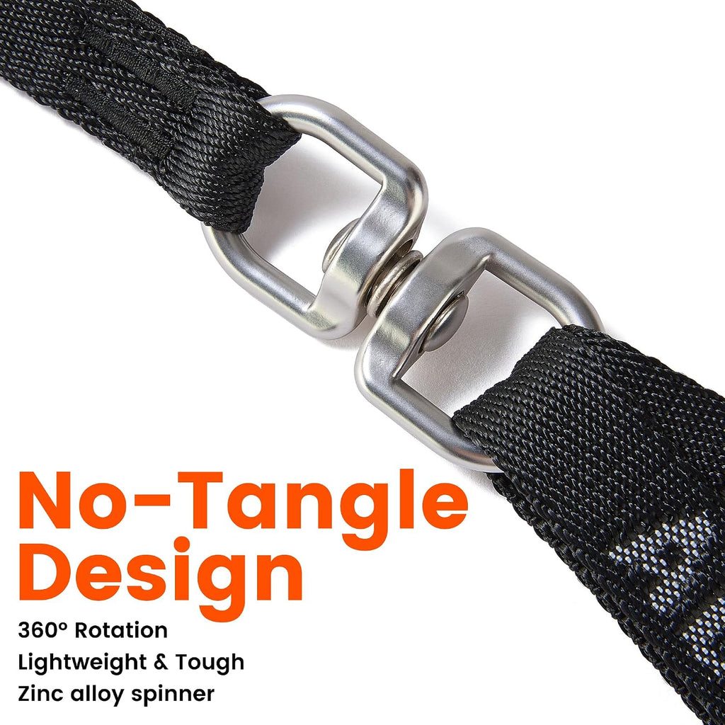 HOWGO no tangle double dog leash extended fully to show the dual lead configuration.
