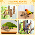 Side view of Katumo hanging seed stick for parakeets