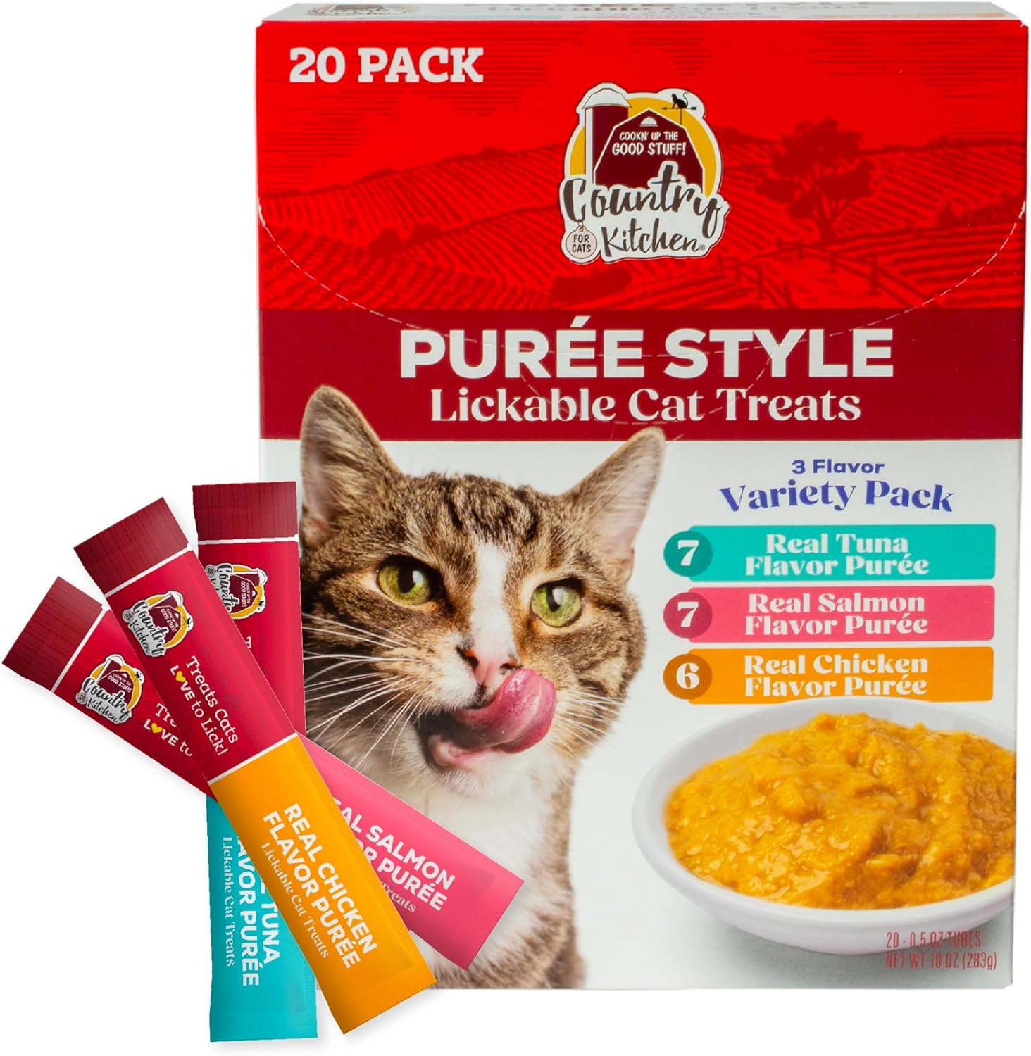 Country Kitchen Puree Lickable Cat Treats variety pack box front view