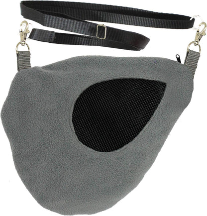 Exotic Nutrition Teardrop Carry Pouch (Grey) - Small Animal Fleece Bonding Pouch - for Sugar Gliders, Hamsters, Gerbils, Mice, Degus & Other Small Pets - Image 1