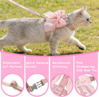 Soft and lightweight pink bow tie pet vest suitable for cats and small rabbits.