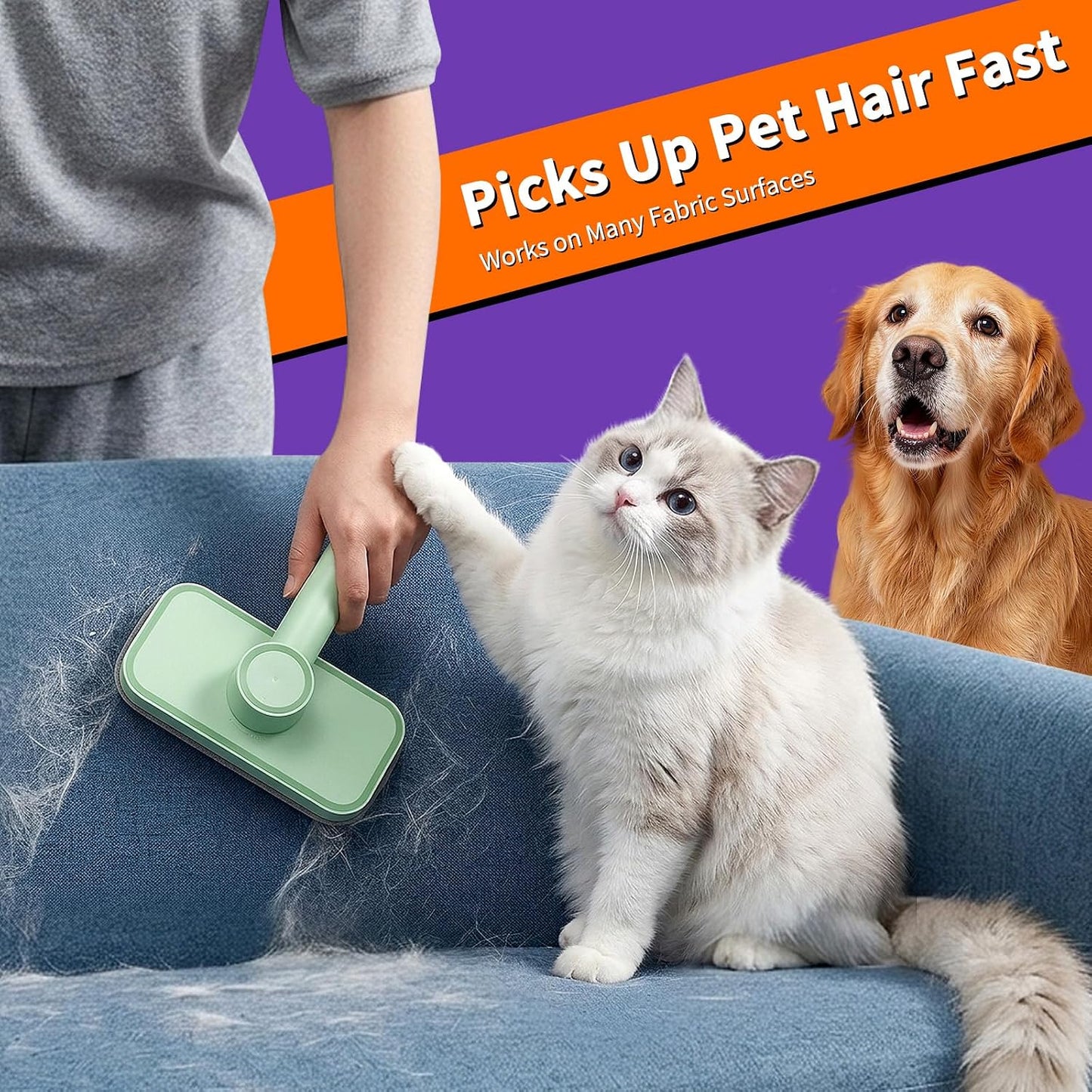 Rundik pet hair remover held in hand for scale