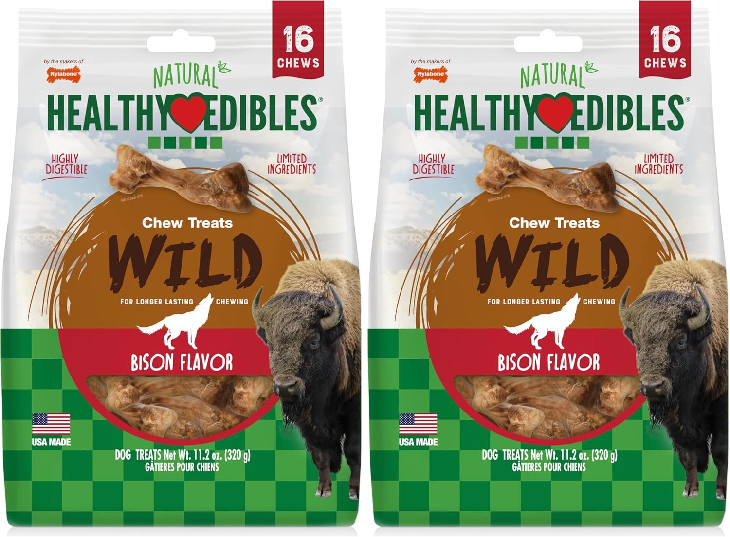 Nylabone Healthy Edibles WILD Natural Dog Chew Treats, Bison Flavor, Small Dogs Up to 20 lbs - Made in USA (16 Count) - Image 13