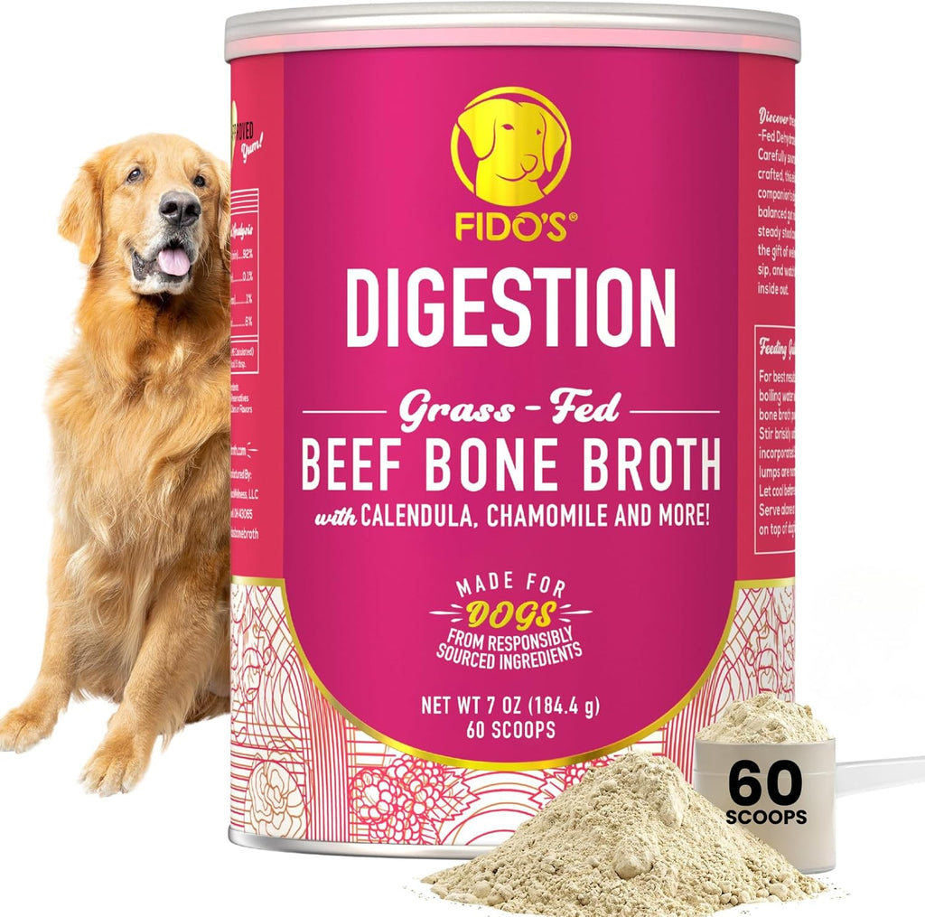 Fido's Grass-Fed Beef Bone Broth for Dogs 7oz with 94% Protein - Picky Eaters Human Grade Bone Broth Powder for Dogs - Made in USA - No Preservatives - Supports Joints + Gut Health - 60 Scoops - Image 11