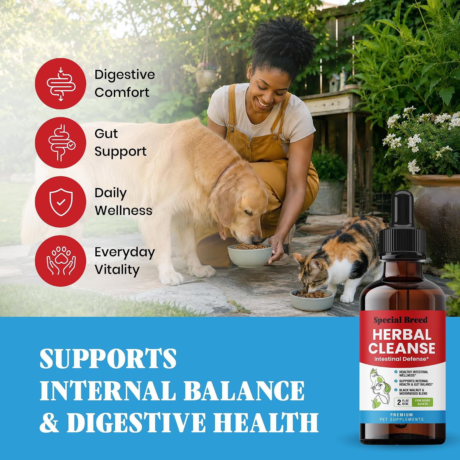 POST CINE wormwood and black walnut pet gut cleanse dropper bottle