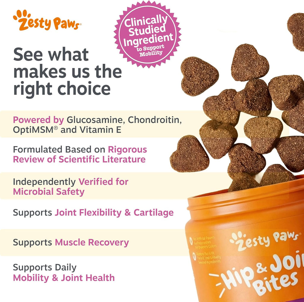 Premium Zesty Paws 90 count pet mobility bites ingredients list