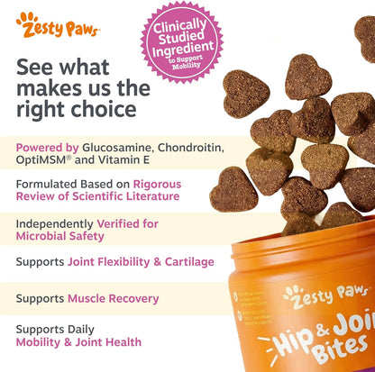 Premium Zesty Paws 90 count pet mobility bites ingredients list