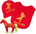 FoxE Year of the Horse gift set featuring bib, beanie, and plush toy.