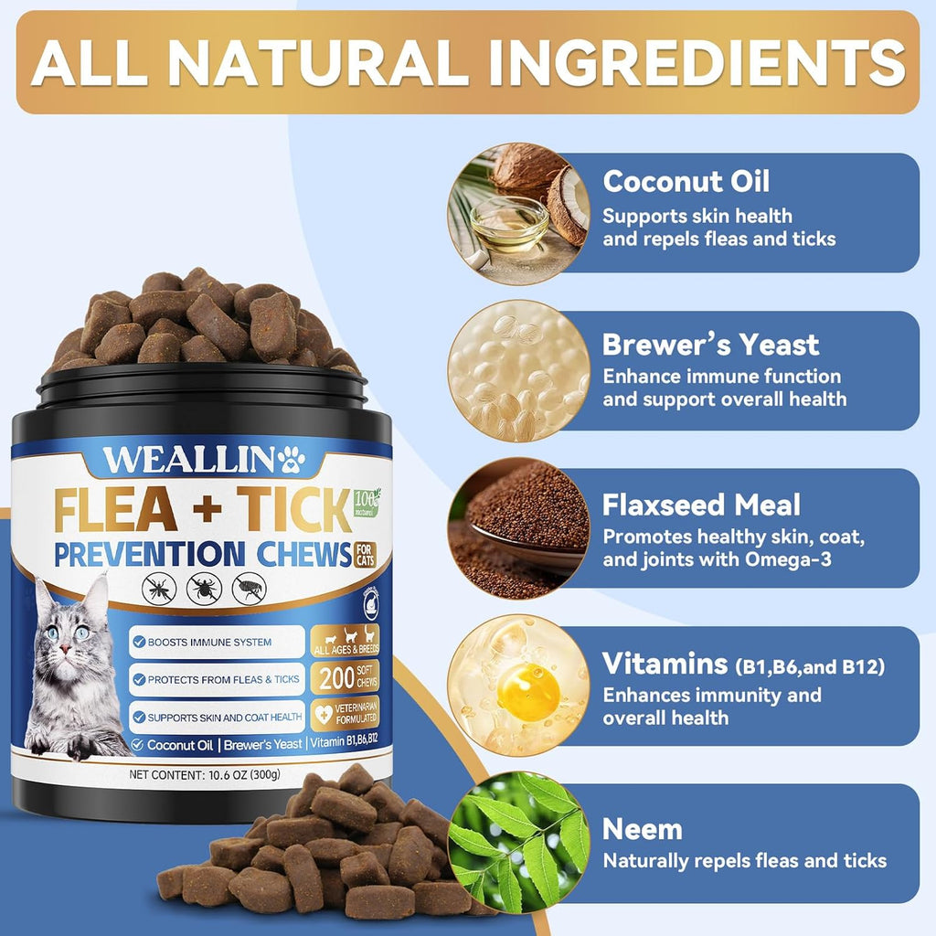 WEALLIN chicken flavored flea treatment for cats soft chew texture close up