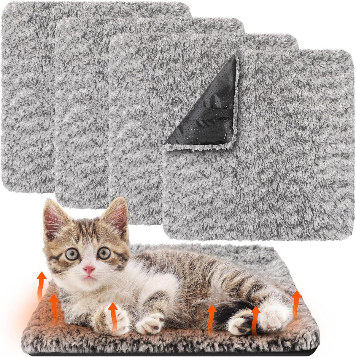 Drydiet 4 Pack Self Warming Cat Pads Self Heating Cat Mat Washable Homeless Dogs Thermal Pads Kennel Pad Reflects Body Heat Warm Crate Bed Mat for Indoor Outdoor Pet(Gray,16 x 20 Inch) - Image 12