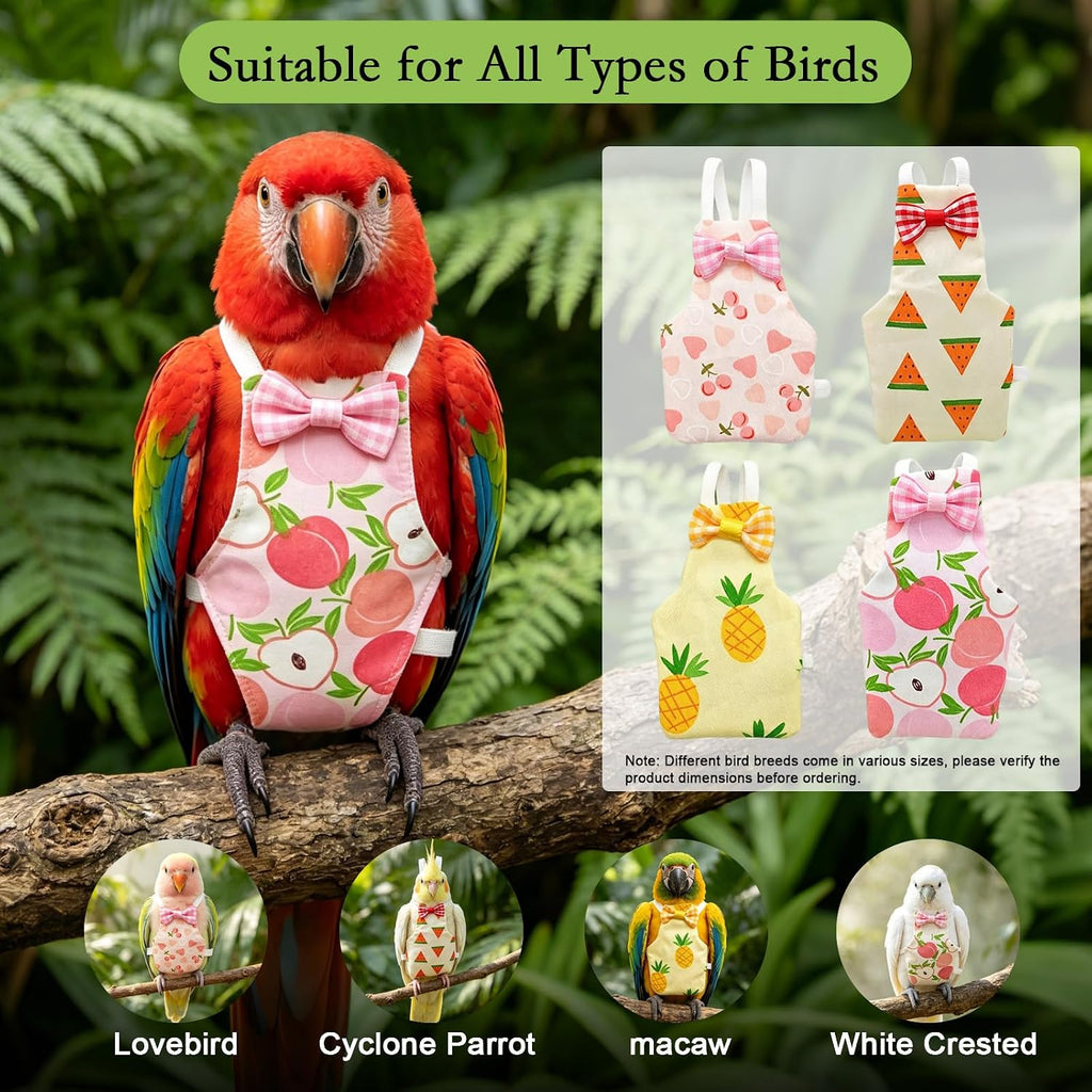 4Pcs Reusable Waterproof Bird Diaper Suit, Cute Pet Nappy Clothes for Parrot Duck Chicken Pigeon Small Pets (S) - Image 6