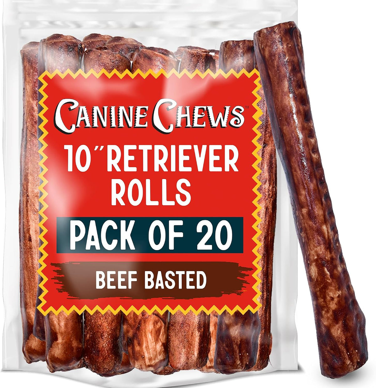 Canine Chews 10" Dog Rawhide Retriever Rolls - Rawhide Bones for Large Dogs (50 pk) - Natural Beef Dog Rawhide Chews - Single Ingredient Dog Rawhide Bones - Large Rawhide Bones for Dogs Dental Chew - Image 12