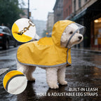 Yellow extra extra large dog poncho for monsoon protection back view