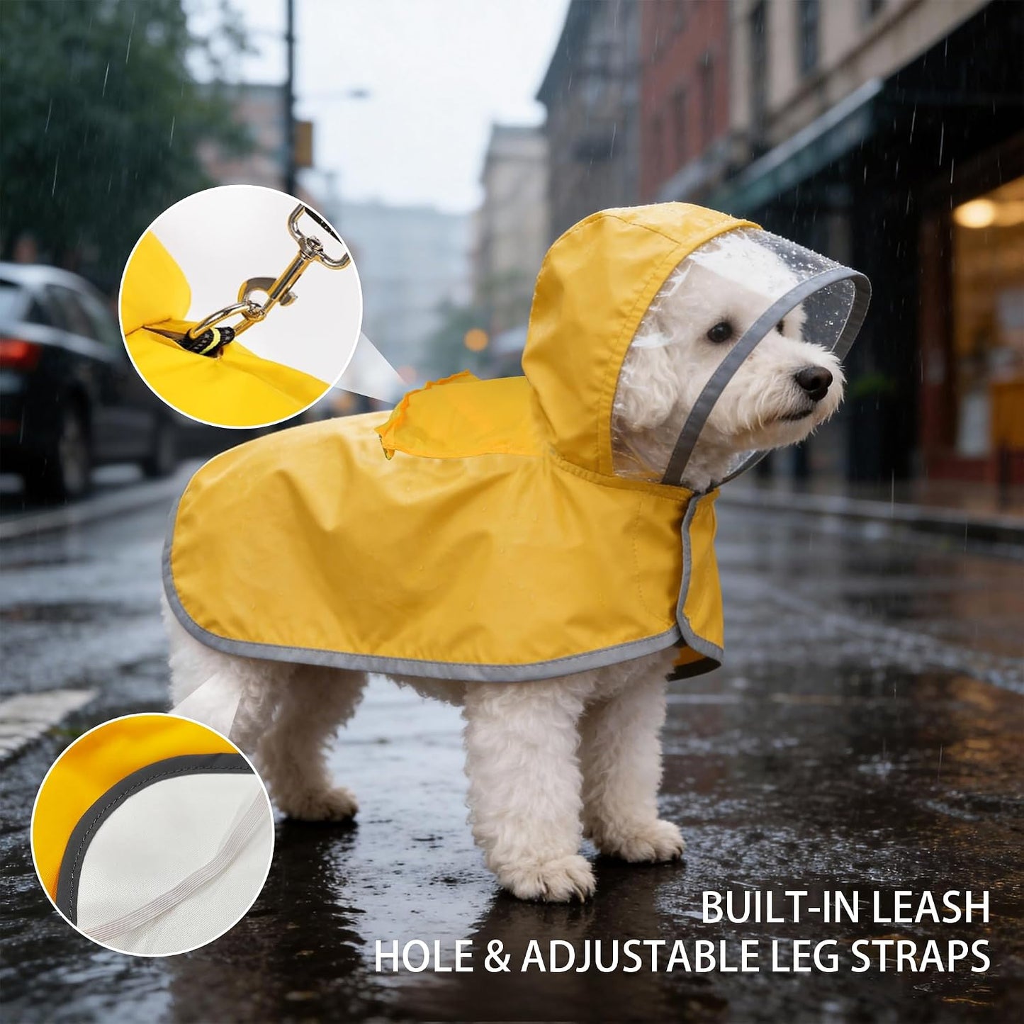 Yellow extra extra large dog poncho for monsoon protection back view