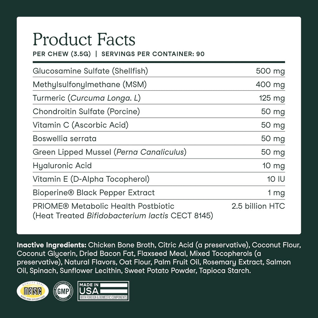 Fera Pets green lipped mussel and glucosamine soft chews for canine weight management