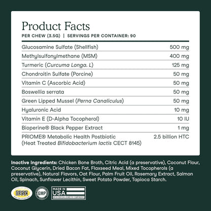 Fera Pets green lipped mussel and glucosamine soft chews for canine weight management