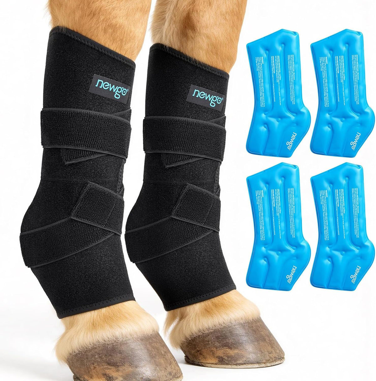 NEWGO Horse Ice Pack Reusable Horse Leg Wrap for Injury, Cooling Horse Knee Wrap Full Coverage Leg Ice Boot Cold Pack 1 Wrap with 2 Gel Packs for Knee, Legs, Boots, and Hooves - Image 9