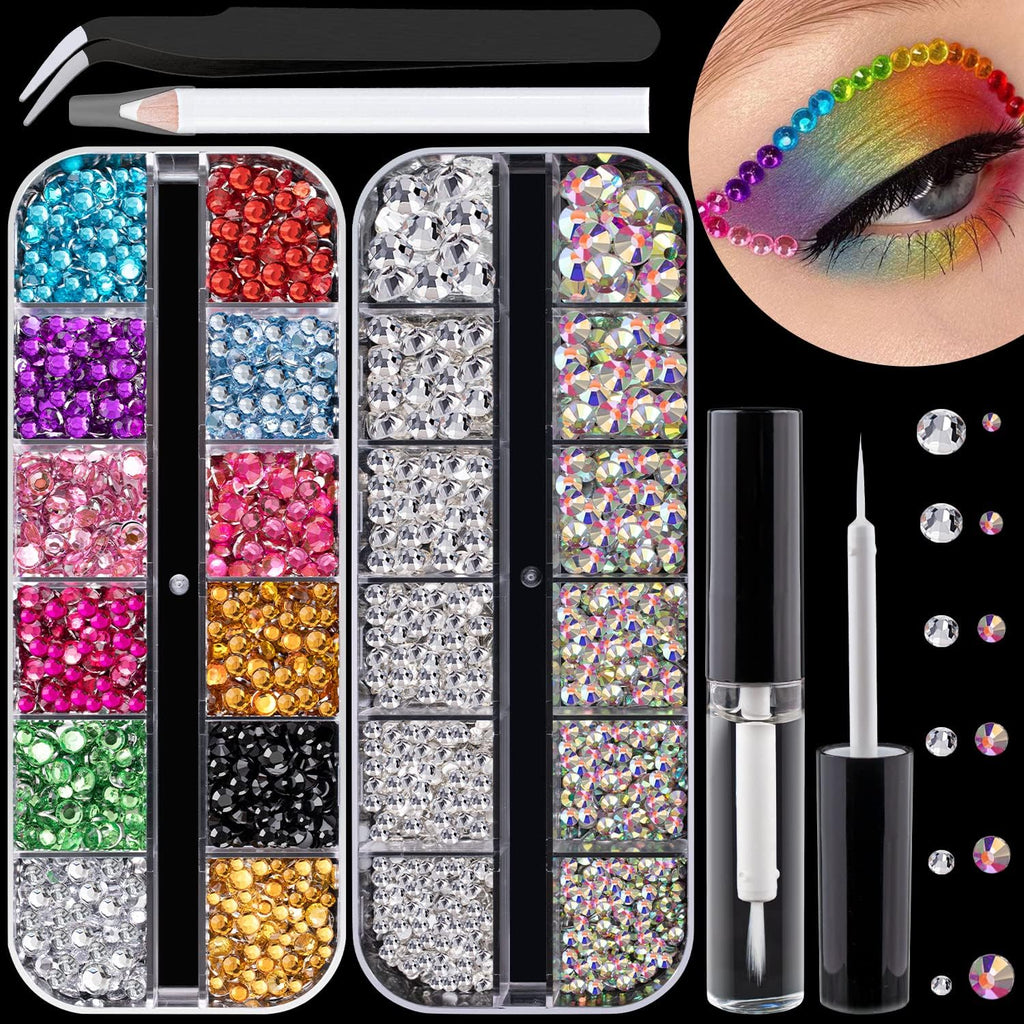Belleboost flat back rhinestone kit front view showing full gemstone boxes and tools.
