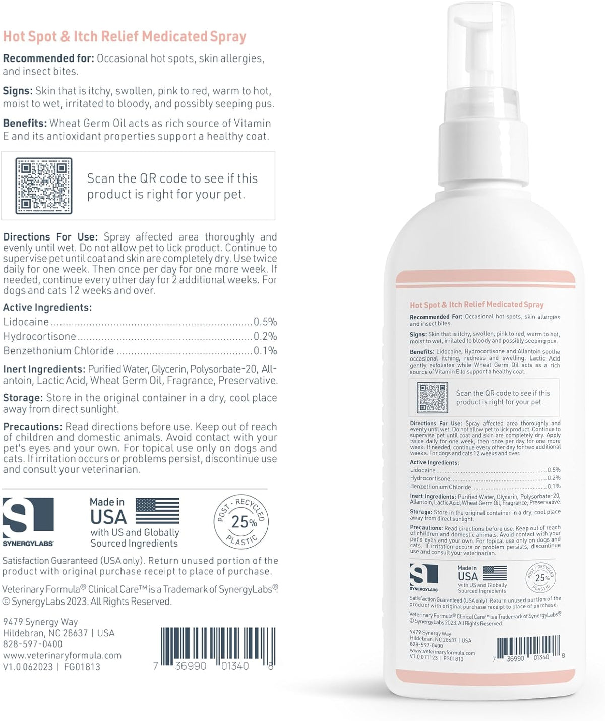 Veterinary Formula hot spot spray ready for application